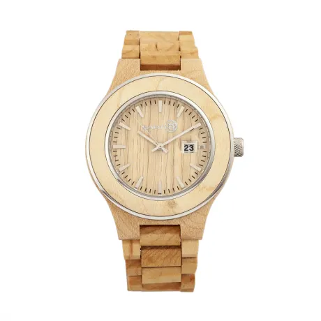 Earth Wood - Cherokee Bracelet Watch w/Magnified Date - Khaki/Tan