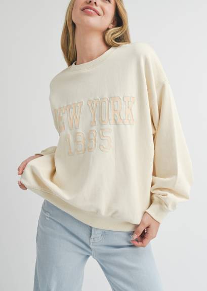 Sweat-shirt ivoire New York