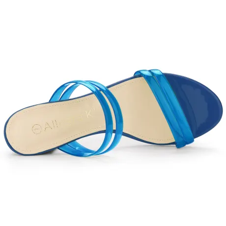 Allegra K - Clear Strappy Slides Mules Heeled Sandal