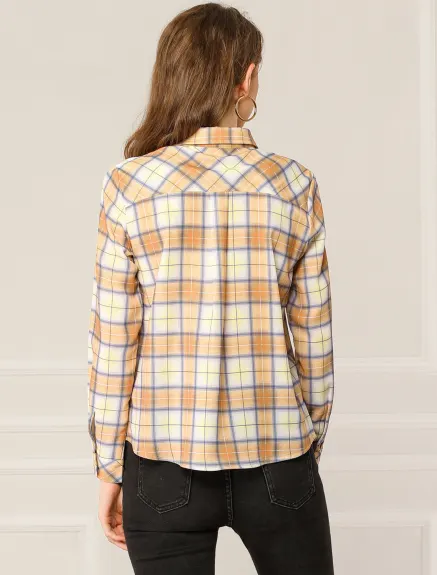 Allegra K- Chemises boutonnées à manches longues à carreaux pour femmes