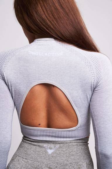 Twill Active - Acely Recycled Long Sleeve Crop Top - Petrol Marl