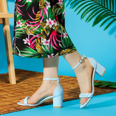 Allegra K - Summer Chunky Heels Dual Strap Sandals