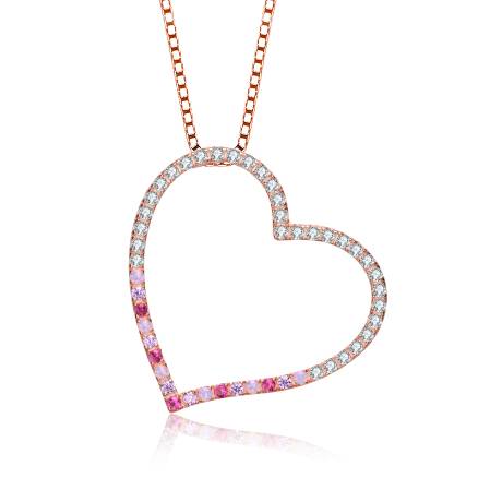 Genevive Rose Gold Plated Cubic Zirconia Heart Shape Necklace