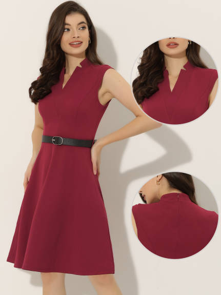 Allegra K- Elegant Dress Split Neck Sleeveless Dresses