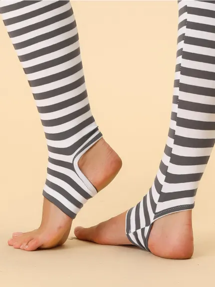 Allegra K - Pinstripe High Elastic Waistband Leggings