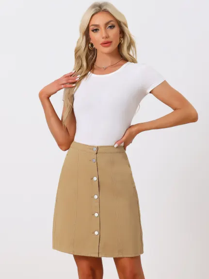 Allegra K- High Waist A-Line Denim Skirt