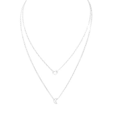 Sterling Silver Layered Moon & Star Necklace by Ag Sterling