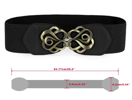 Allegra K- Metal Interlocking Buckle Stretch Band Cinch Belt