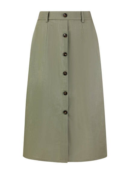 Hobemty- High Waist Knee Length Linen Skirt