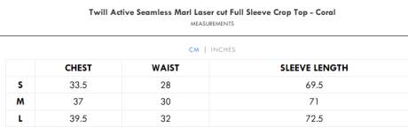 Twill Active Seamless Marl Laser cut Full Sleeve Crop Top