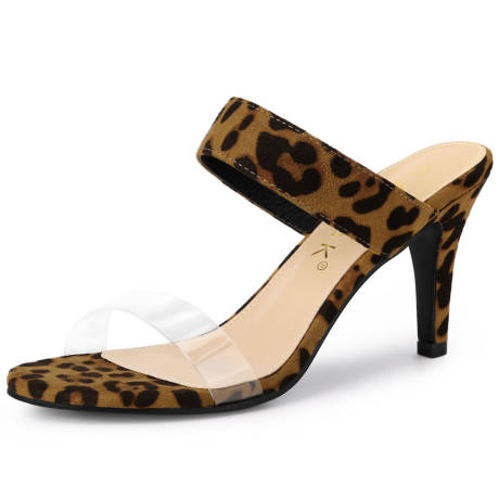 Allegra K- Clear Strap Stiletto Heel Slides Sandals