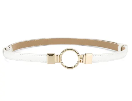 Allegra K- Adjustable Thin High Waist Belt Round Buckle