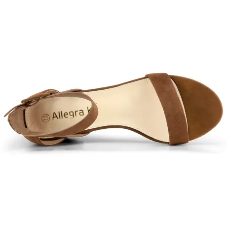 Allegra K - Ankle Strap Block Low Heel Sandal
