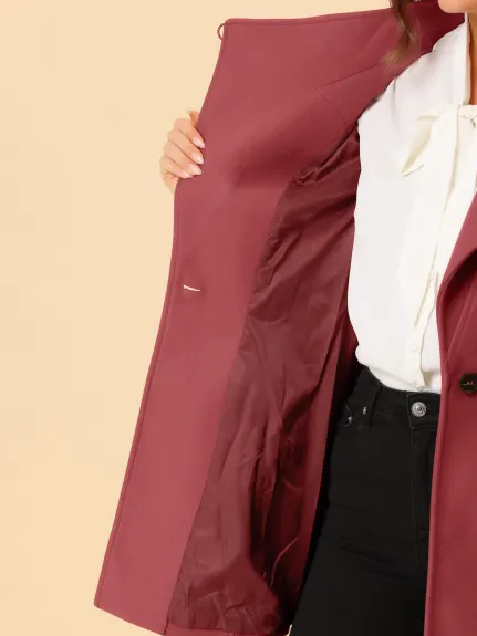 Allegra K- Manteau long classique à col montant et ceinture