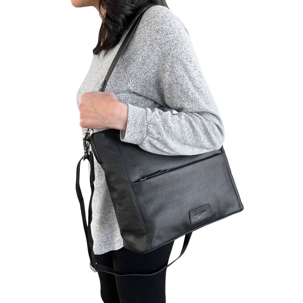 Club Rochelier Grand sac à bandoulière hobo en cuir multi-poches zippées pour femme
