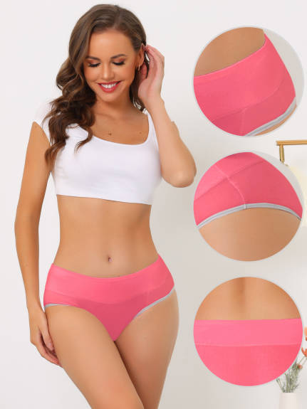 Allegra K- Women's Elastic Waist Color-Block Underwears
