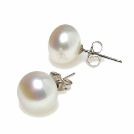 Boucles d'oreilles clous classiques en perles de culture d'eau douce blanches- Signature Pearls