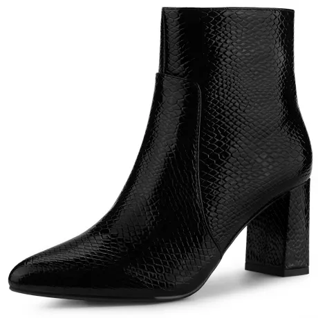 Allegra K - Fashion Chunky Heels Pointed Toe Ankle Boots