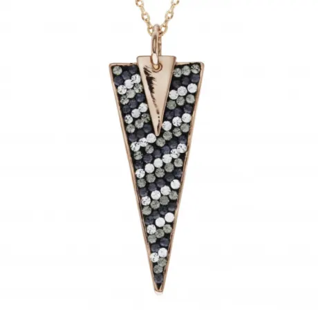 Goldtone Plated Crystal Pyramid Pendant in Ombre Black - callura