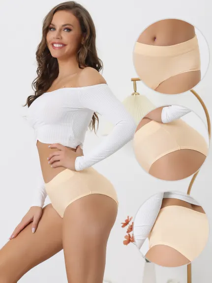 Allegra K- Breathable Cotton 3 Layers High Waist Panties