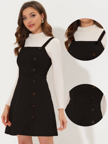 Allegra K- Faux Suede bouton décor A-Line Mini robe globale