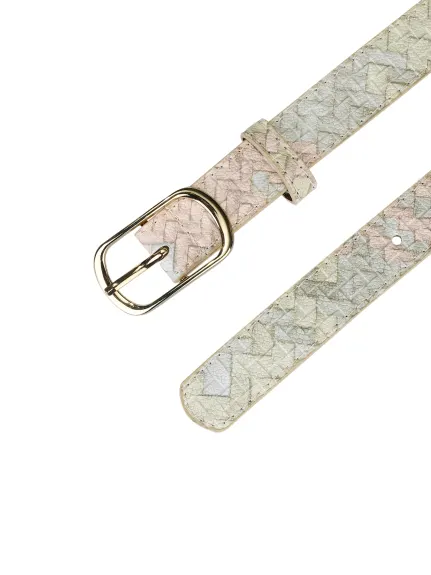 Allegra K- Faux Leather Metal Pin Buckle Woven Pattern Waist Belt