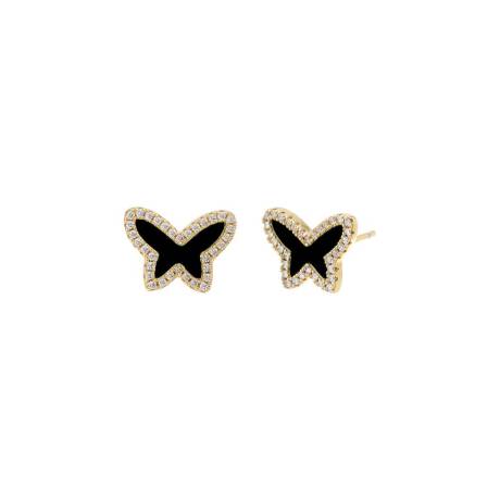 By Adina Eden -PAVE COLORED STONE BUTTERFLY STUD EARRING - TURQUOISE