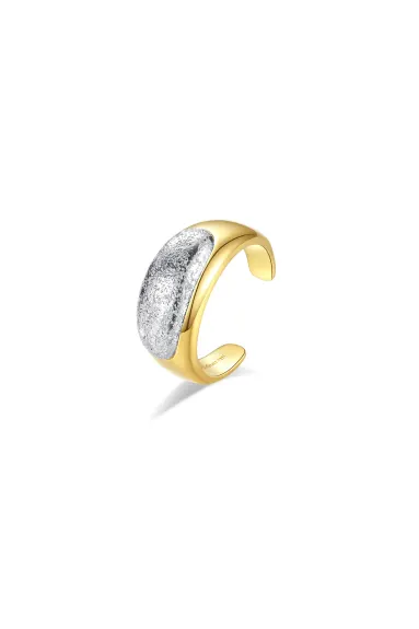 Classicharms-Frosted And Matted Texture Two Tone Ring