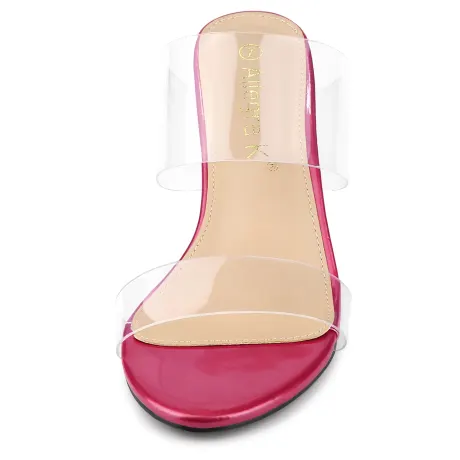 Allegra K- Clear Slide Stiletto Heels Clear Sandals