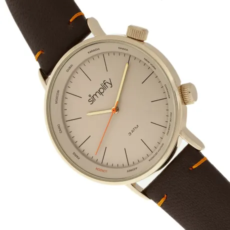 Simplify - La montre à bracelet en cuir 3300 - Marron foncé/Gris