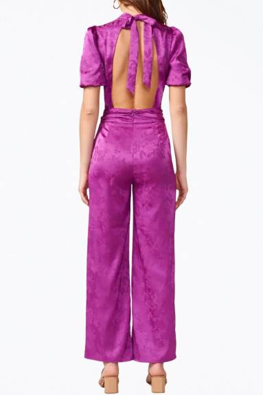adelyn rae - Theo Open-Back Sateen Jacquard Jumpsuit