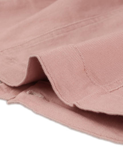 Allegra K- Button Down Collarless Long Sleeve Cropped Denim Jacket