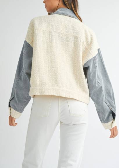 Evercado - Tweed Denim Jacket WHITE
