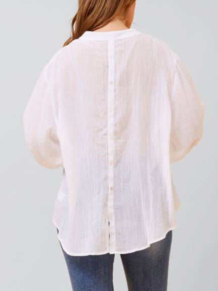 Annick - Roxanne Oversized Semi-Sheer Shirt Blouse Solid
