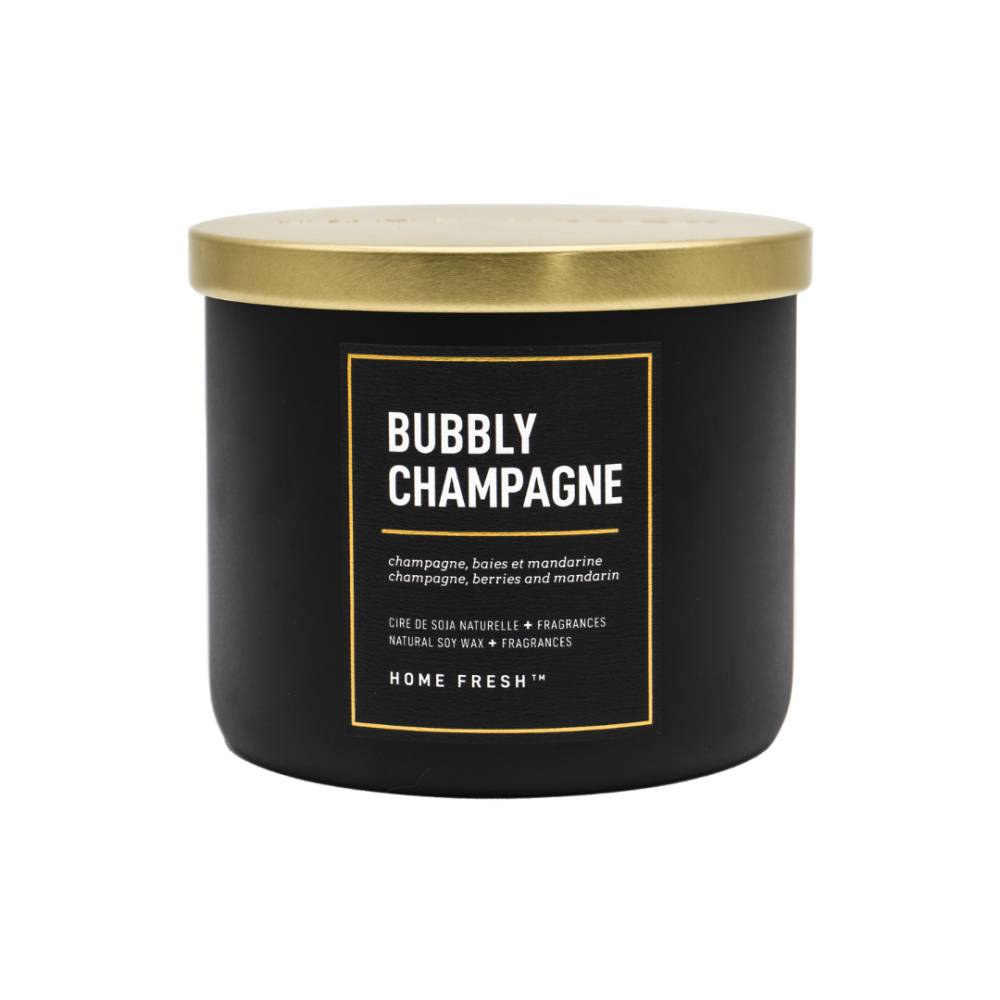 Home Fresh- Chandelle en cire de soja Bubbly Champagne - Format 3 mèches