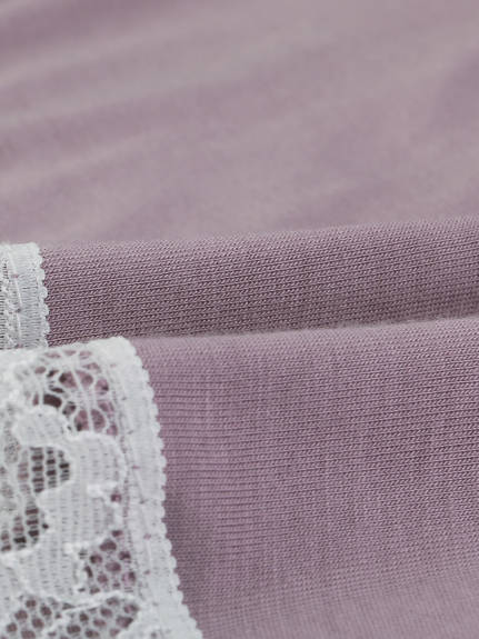 cheibear - Lace Trim Shirt and Pants Sleepwear 2pcs