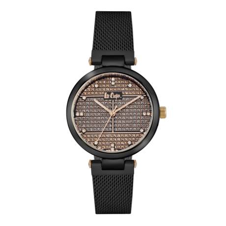 LEE COOPER-Women's Black 34mm  watch w/Brown Dial