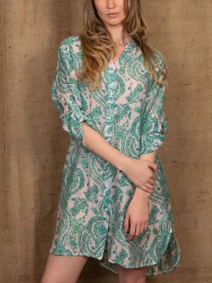 Annick - Cezanne Robe Chemise Tunique Semi-Transparente Imprimé Cachemire