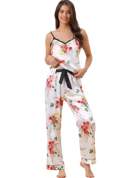 cheibear - Ensembles de pyjama en dentelle florale avec caraco et pantalon long