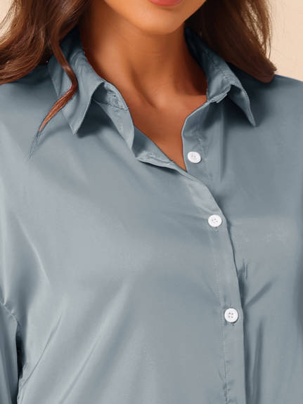 cheibear - Robe chemise boutonnée, chemise de nuit en satin