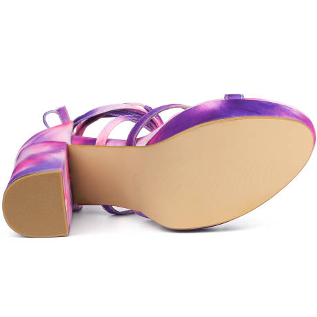 Allegra K- sandales à dentelle à talon Chunky pour femmes