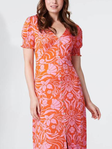 Annick - Paula Bodycon Dress Floral Print Orange