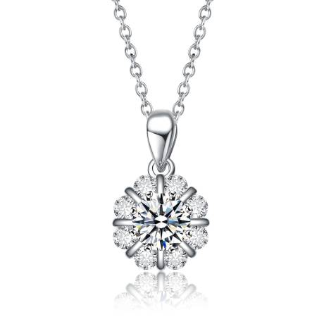 Stella Valentino Sterling Silver with 1.25ctw Lab Created Flower Pinwheel Pendant Necklace