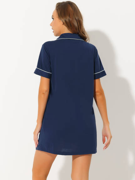 cheibear - Suumer Button Down Lounge Shirt Nightgowns