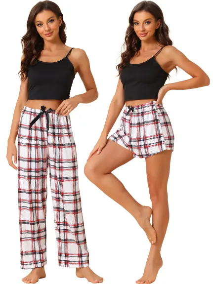 cheibear - Crop Cami Top with Bottoms 3Pcs Pajama Set