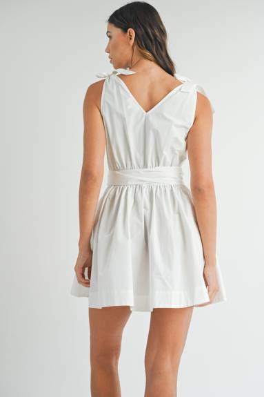 Evercado - Sleeveless Shoulder Tie Mini Dress