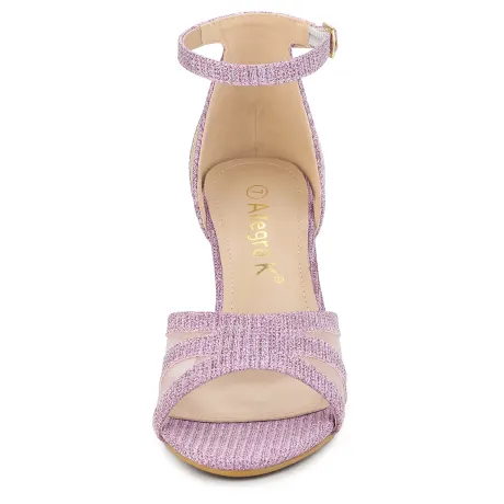Allegra K- Glitter Ankle Strap Heel Stiletto Heels Sandals