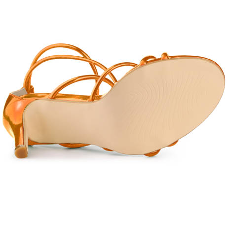 Allegra K- Open Toe Strappy Straps Stiletto Heel Gold Sandals