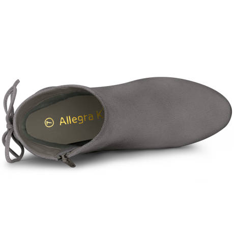 Allegra K - Round Toe Block Heel Zipper Ankle Boots