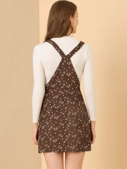Allegra K- Suspender Skirt Corduroy Overalls Dress